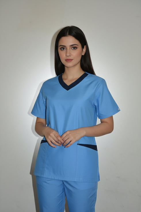 Women's 4-Pocket Rounded V-Neck Scrub